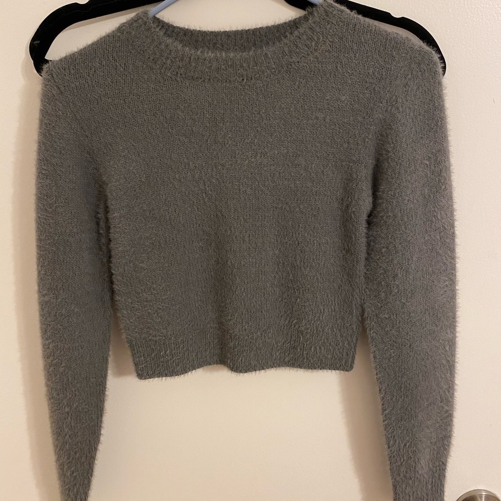 Urban Outfitters fuzzy grey cropped sweater